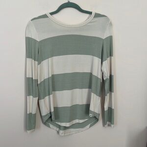 ROOTS l Green Striped Long Sleeve Blouse